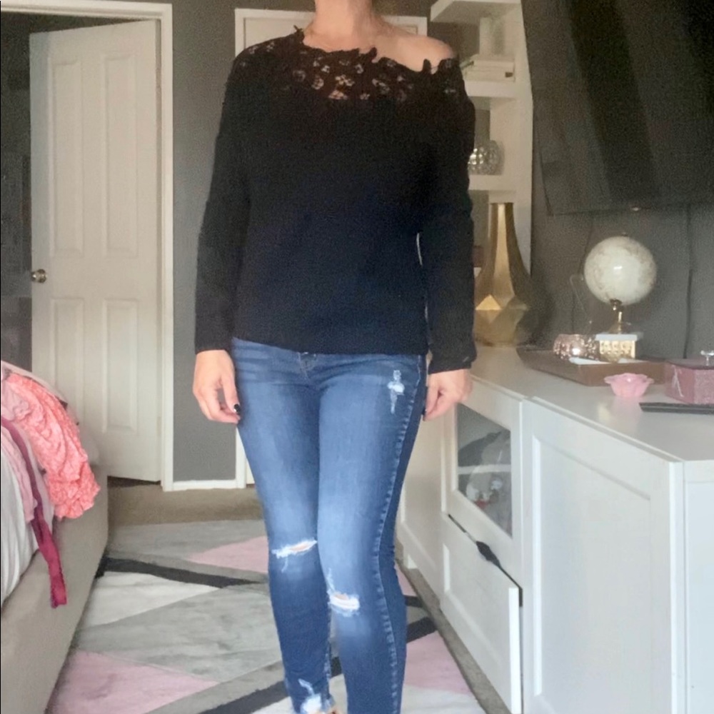 Black crochet sweater